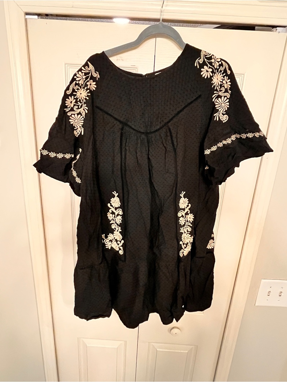 torrid Black Mini Dress with Cream Floral Embroidery